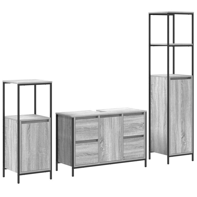 Bathroom Furniture Suite, Grey Sonoma
