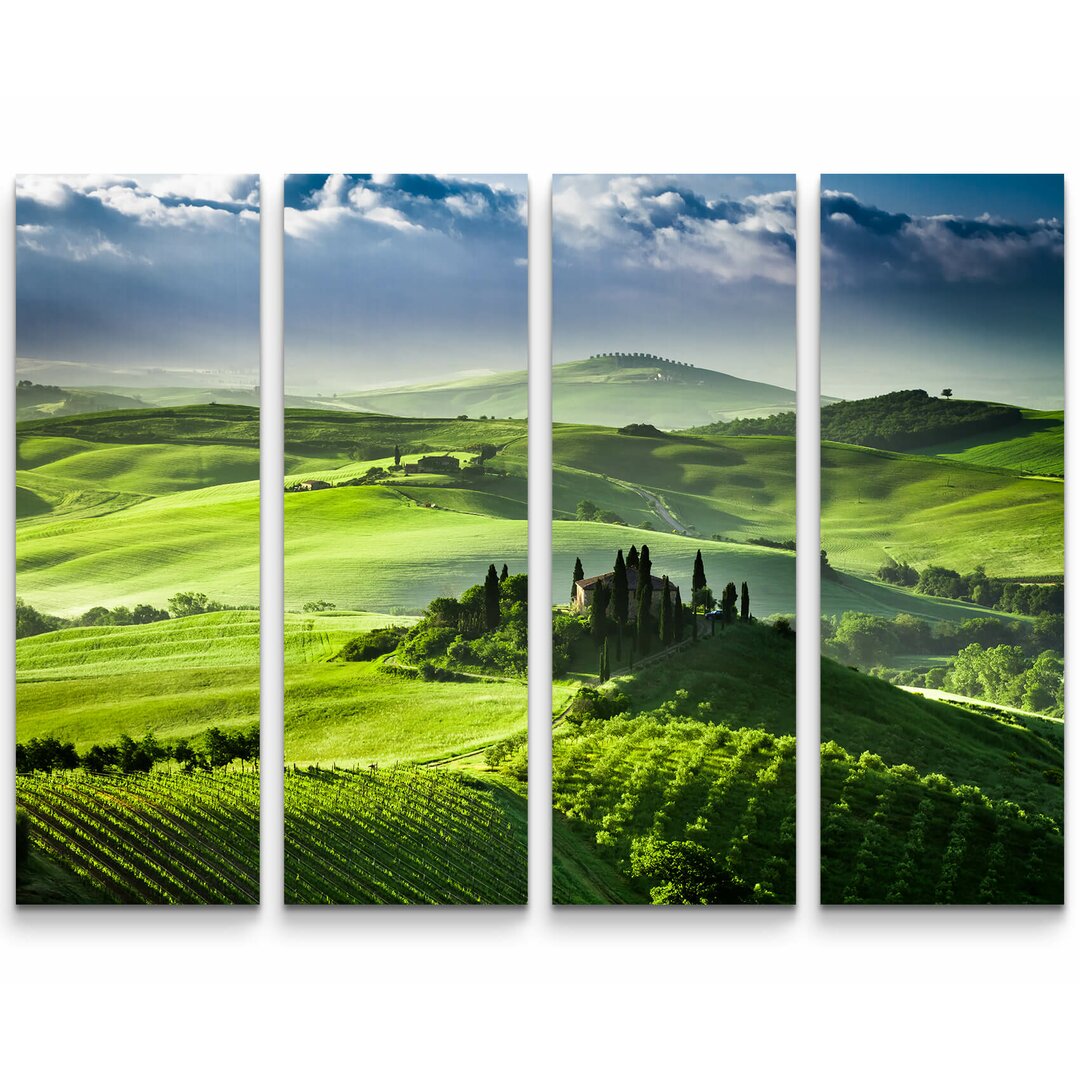 4-tlg. Leinwandbilder-Set Morgendämmerung in San Quirico d'Orcia