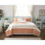 6 pièces de courtepointe en coton corail, grand / grand, avec coussins décoratifs en mousseline pour la chambre
