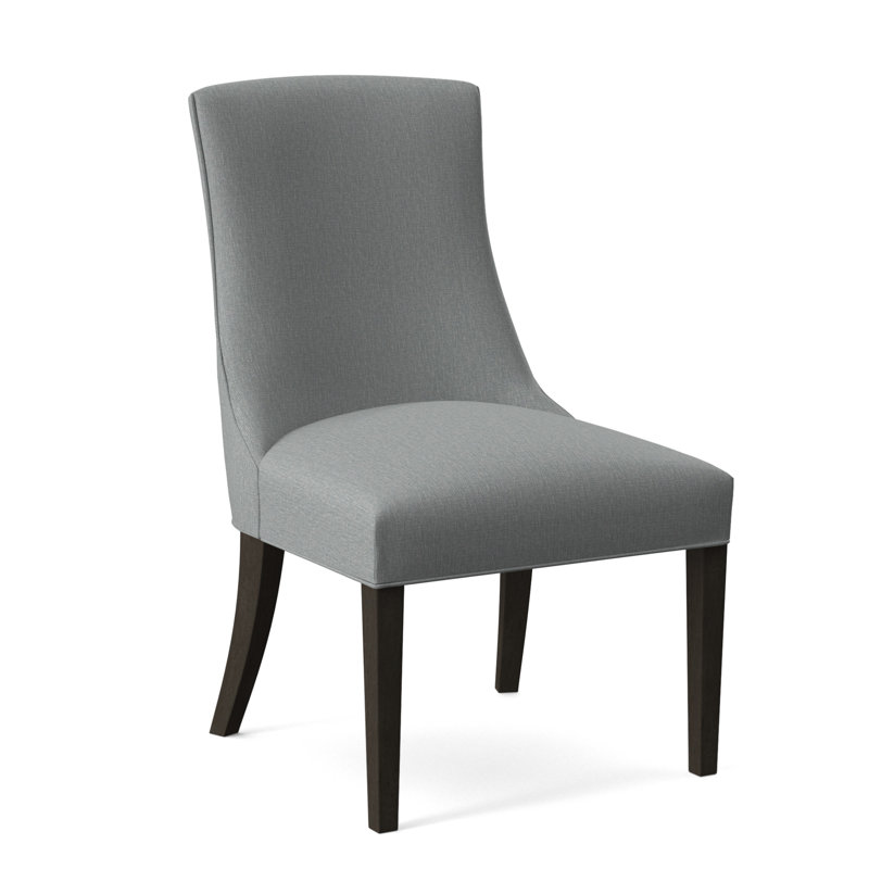 Tuxedo Slipper Dining Chair, Light Blue Performance Fabric; 0851-55, Antique Frost White Finish