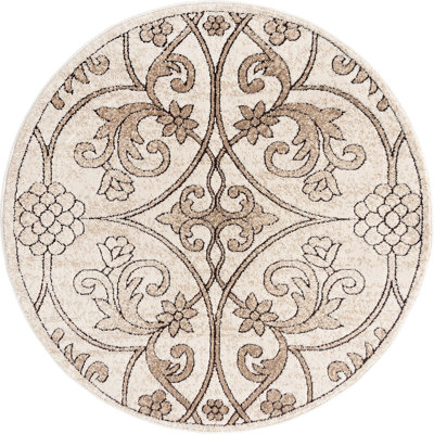 Dathon Floral Area Rug in Bone