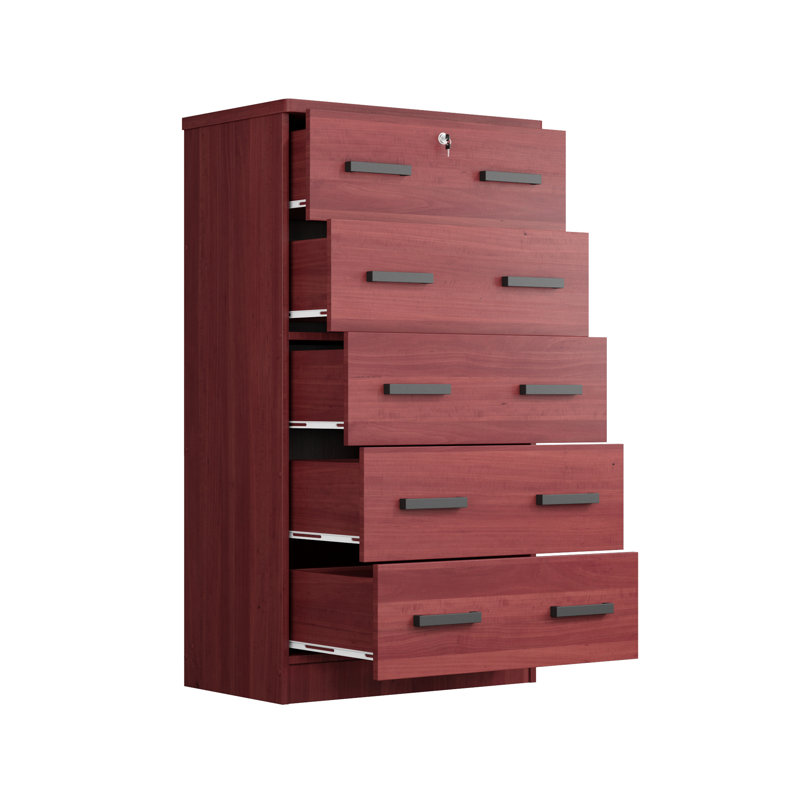 Commode 5 tiroirs 5 pouces Giello, Acajou