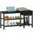 35.43" Entryway Shoe Bench with Wood Seat and Metal Grid-1010808800