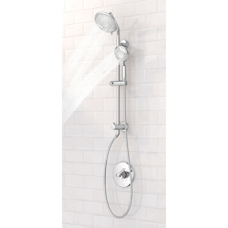 Polished Chrome Adjustable Dual Shower System with Handheld and Rain Heads