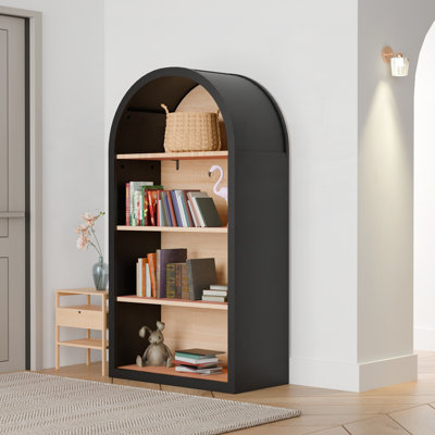 Stylish Arched Bookshelf with Robust MDF Construction, Ideal for Modern and Vintage Decor, Ensures Stability and Versatility.