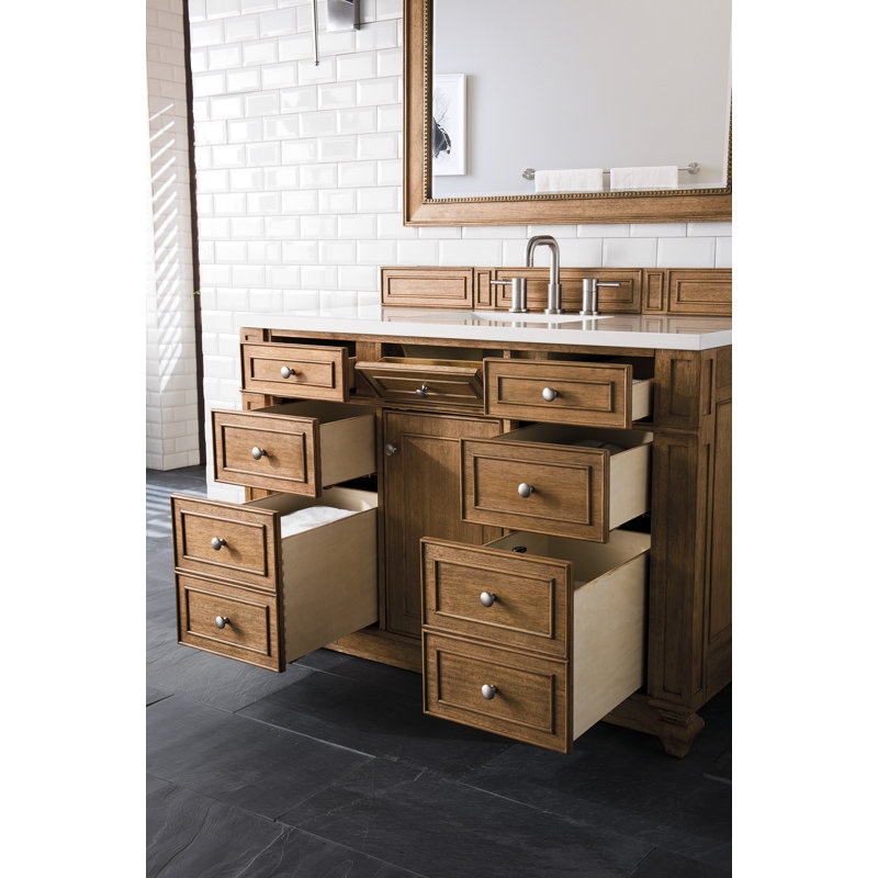 Bristol 48'' W Single Vanity, Saddle Brown, White Zeus, 8" Widespread