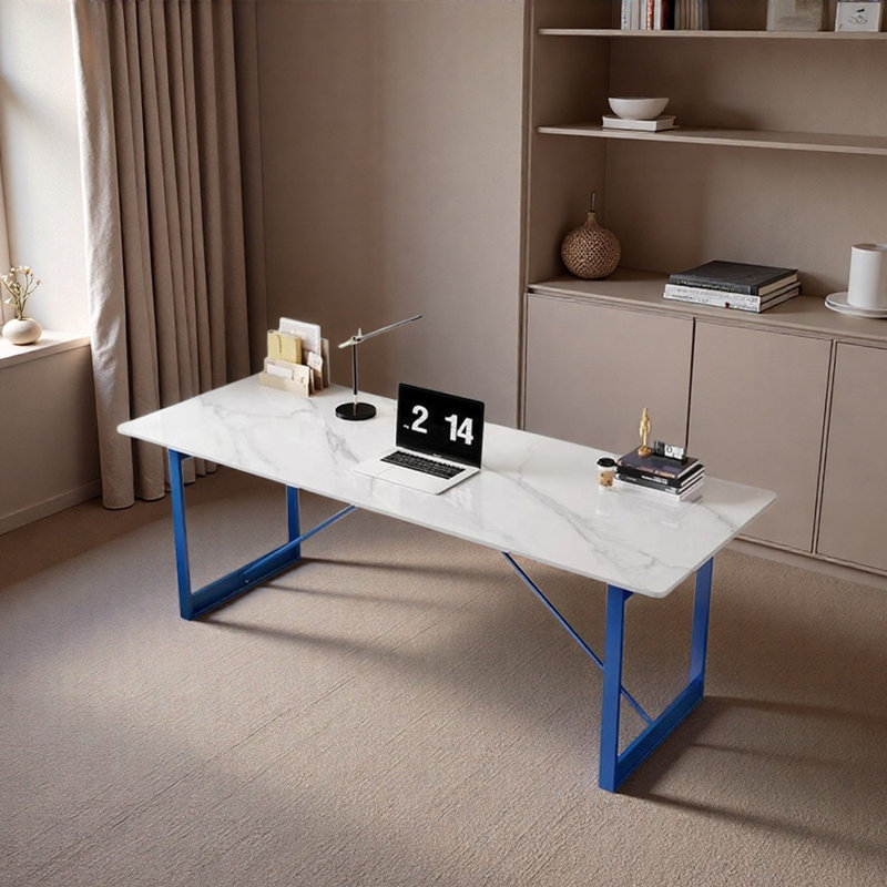 Bureau d'écriture Modern Light, Gris / blanc / bleu, H 29,52 po x l 78,74 po x P 27,55 po