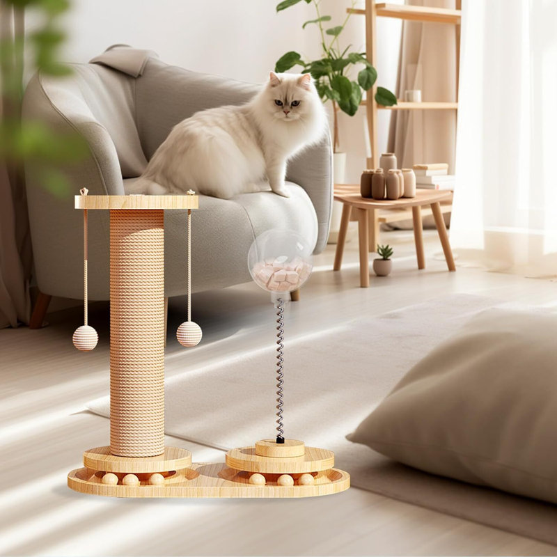 Grattoir pour chat et balle-jouet pour chat avec trou d'alimentation de 0,7 pouce