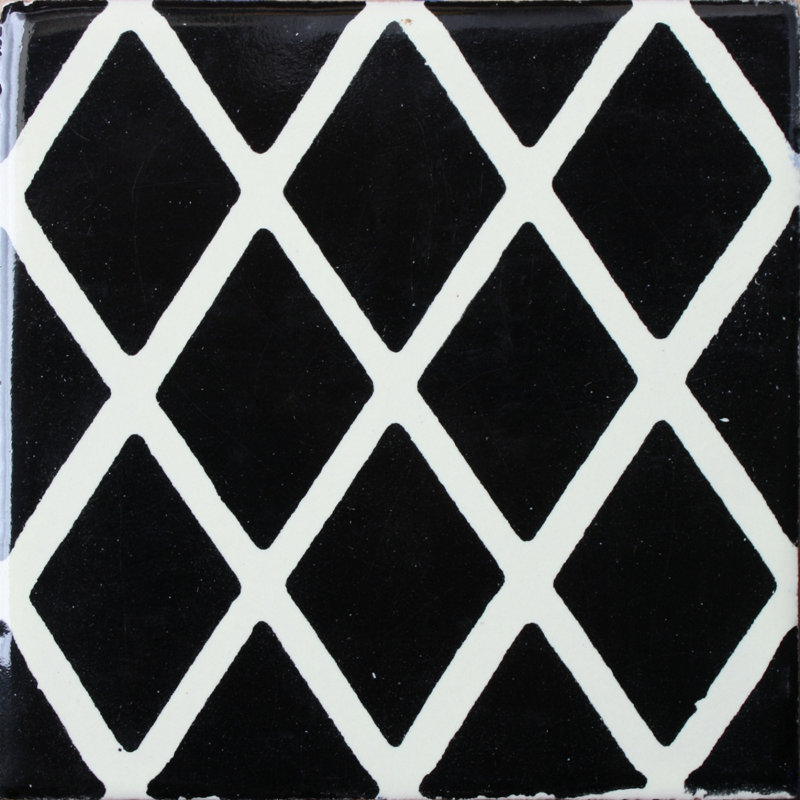 4.2" x 4.2" 9pcs TalaMex Black Diamonds Talavera Mexican Tile