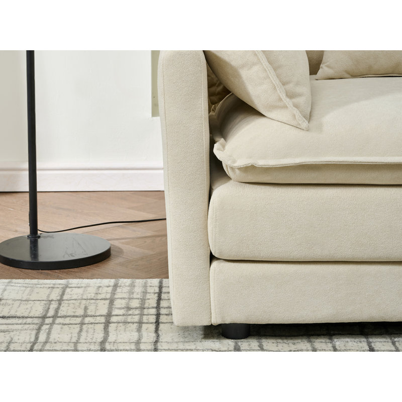 110'' Chenille Cloud Sofa With Ottoman, Beige