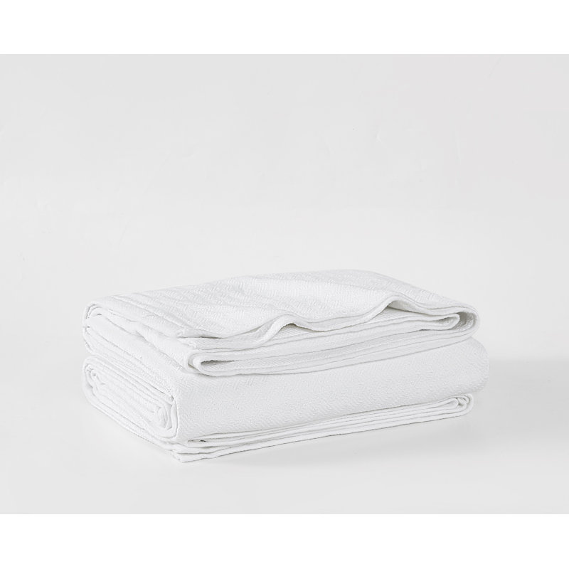 Couverture en coton Borghese Roma Luxe, Simple extra long, Blanc