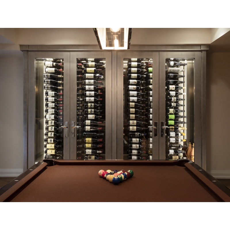 54 Bottle Wall Mounted Wine Bottle Rack, Brushed Nickel