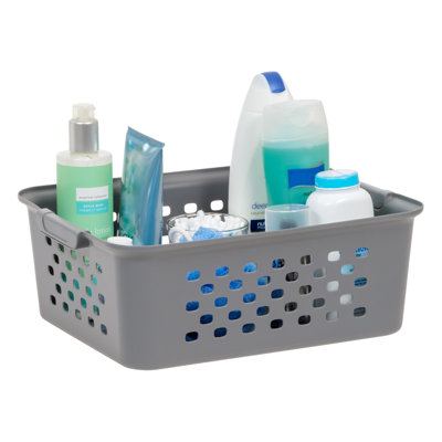 IRIS Medium Plastic Storage Baskets, Gray