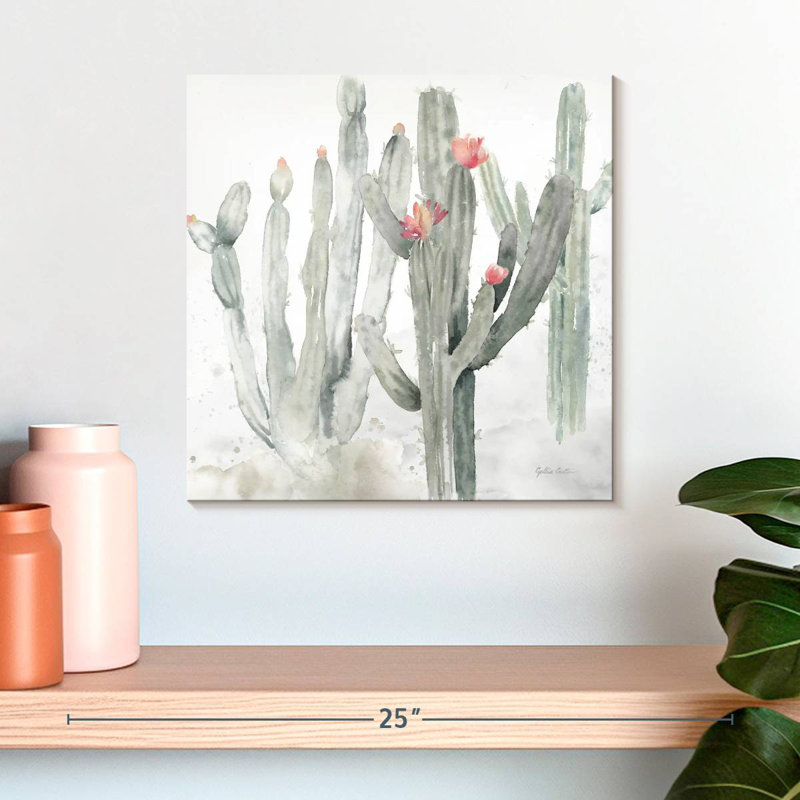 Harnek cactus jardin gris rosé II, H 16 po x l 16 po