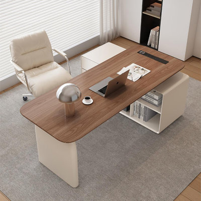 Nut-brown Rectangular Manufactured Wood with 3 drawers Executive Desk