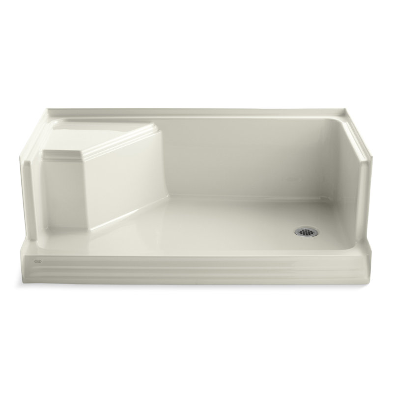 Base de douche à seuil simple l 60 po x P 36 po Memoirs, Biscuit