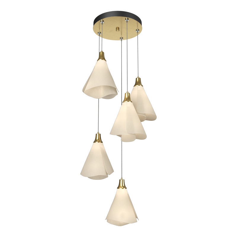 Mobius - Luminaire suspendu grappe, H 80 po x l 17,3 po x P 17,3 po, Laiton moderne, 5