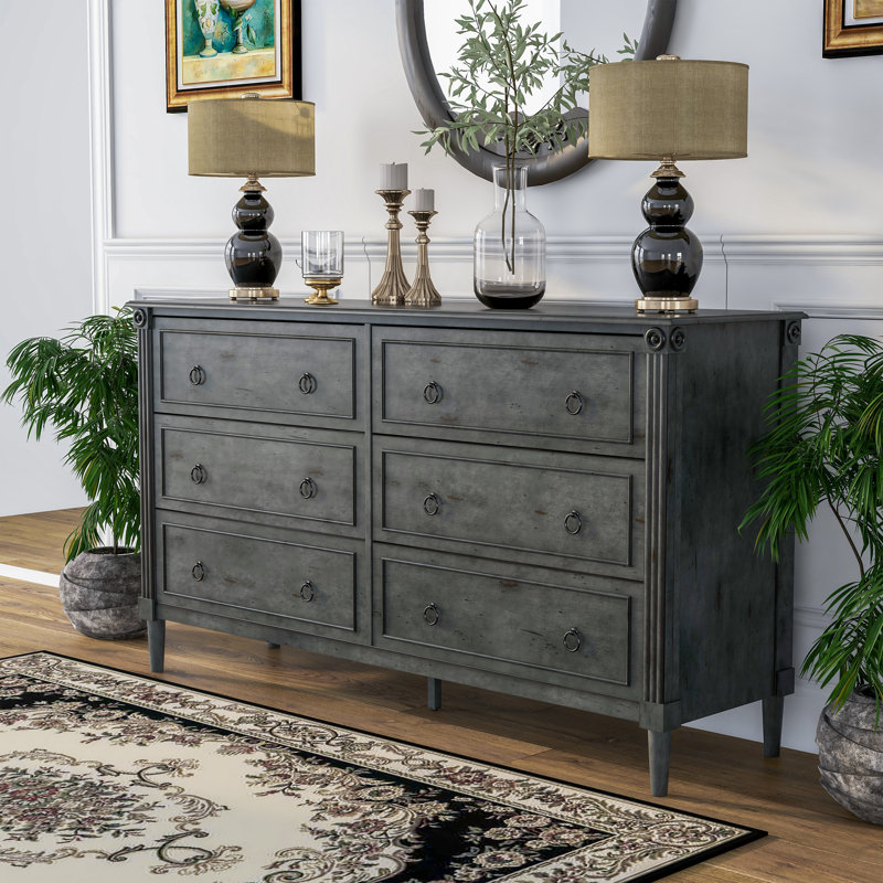 Amauris 60'' W 6 - Drawer Dresser, Gray