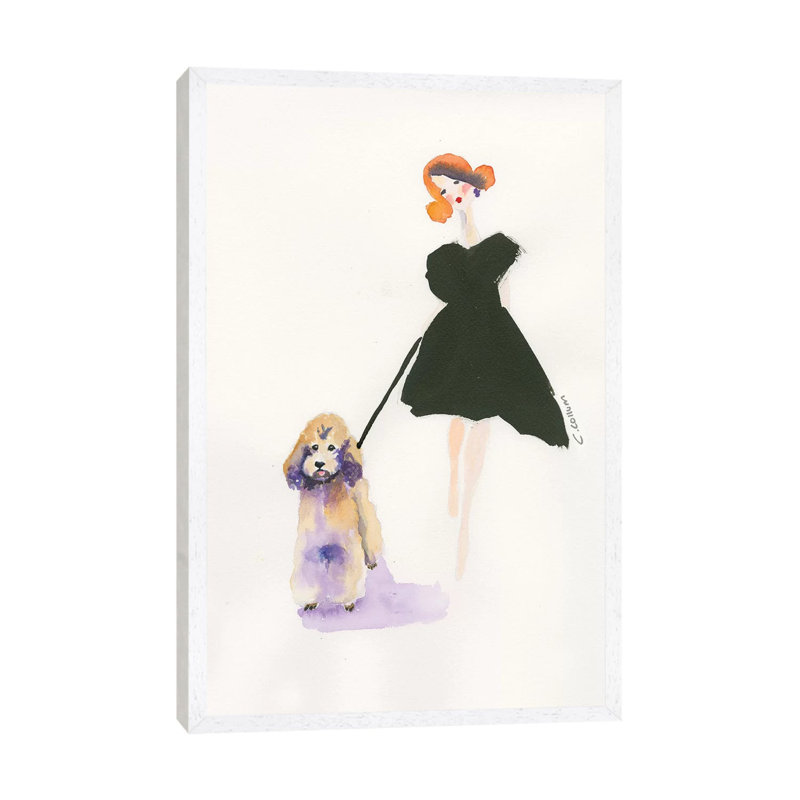 Poodle Walk by Connie Collum - Painting on Canvas, White Framed, 101.6cm H x 66.04cm W x 3.81cm D