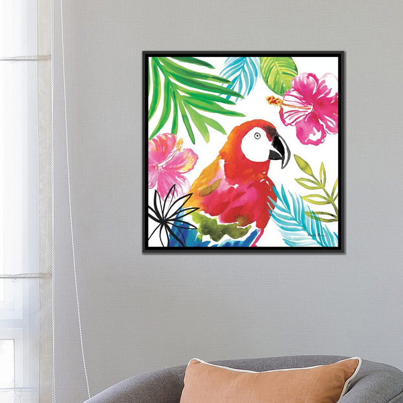 « tropicana iii », impression sur toile, H 18 po x l 18 po x P 1,5 po, Toile encadrée noire, Pas de tapis
