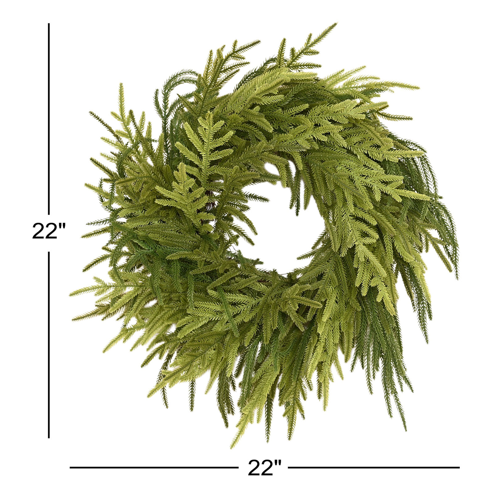 26" Handcrafted Mixed Assortment No Holiday Wreath, 22" W x 22" H x 4" D