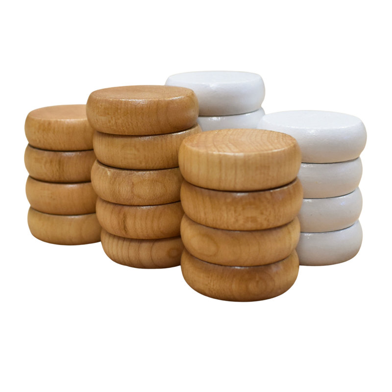 26 disques Crokinole (grands disques - 1 1/4 pouce de diamètre (3,2 cm)), Blanc / naturel