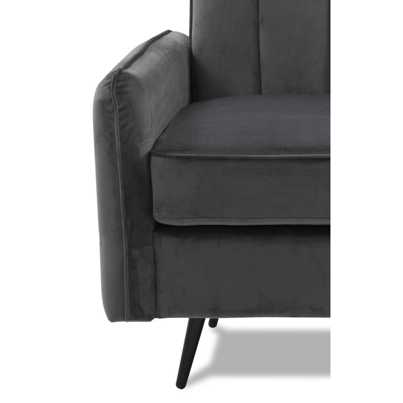 Acke 2 Seater Velvet Loveseat, Graphite 