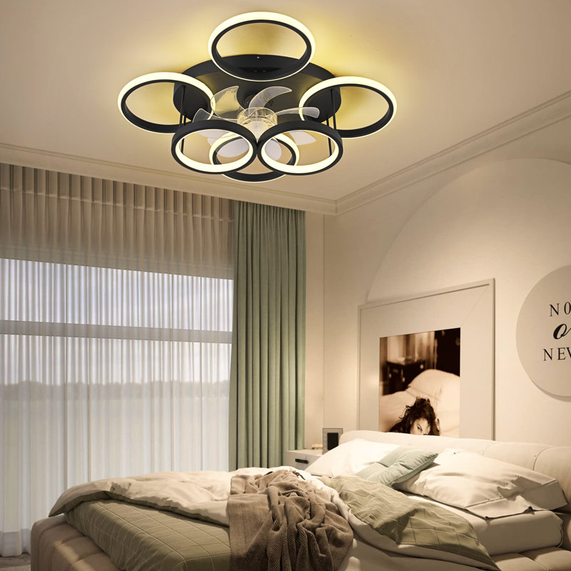 Ventilateur de plafond à DEL à intensité variable 6 pales 24 "avec télécommande et application Kirac