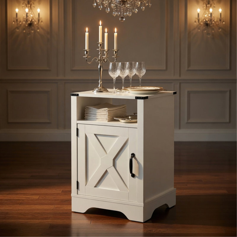Table de chevet 16 po blanche avec station de charge et rangement, Blanc