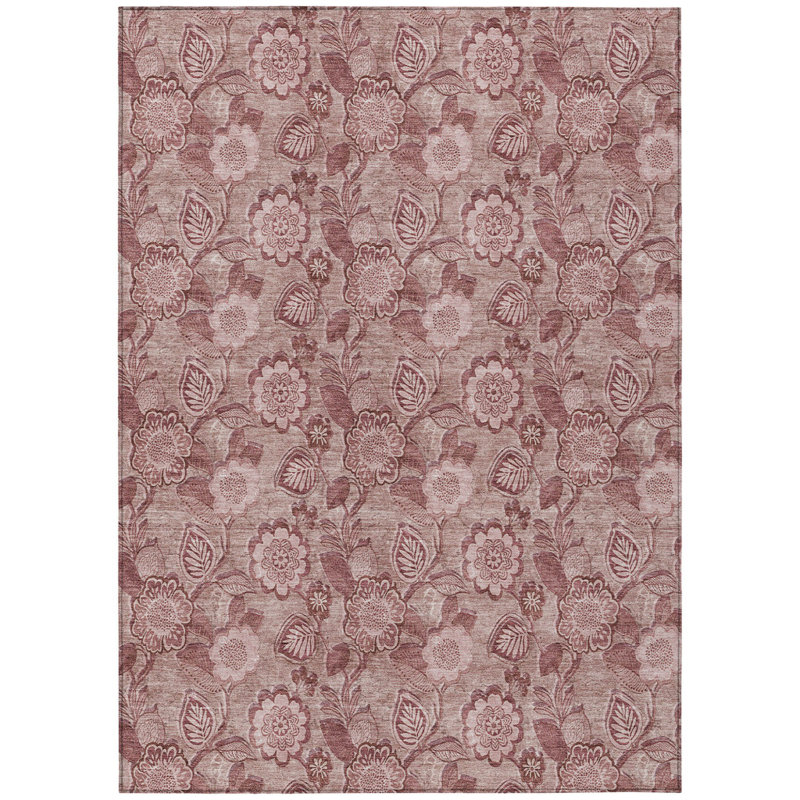 Tapis intérieur lavable floral 9 pi x 12 pi rose et rosé 9 pi x 12 pi