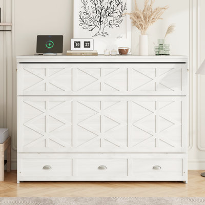 Lit Queen blanc brossé, gain de place, avec tiroirs et motif classique pour chambres bien rangées. Blanc avec grand espace de chargement et design élégant.