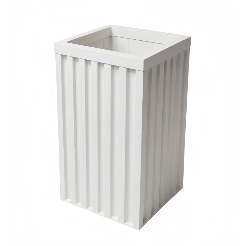 20 In. H X 10 In. W Square Aluminium Planter Pot, White
