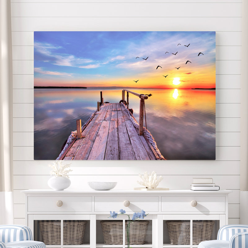 «Mccutchen Early Bird Dock Fly Sunrise Sunset», reproduction de photo sur toile tendue, H 24 po x l 48 po x 1,5 po