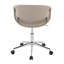 Chaise de bureau en similicuir gris pâle avec piètement en métal chromé et hauteur réglable