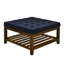 Table basse avec tablette en bois de hêtre, lin bleu marine, repose-pieds spacieux pour le cadre du salon revêtu de capitonnage et d'espace-129907017