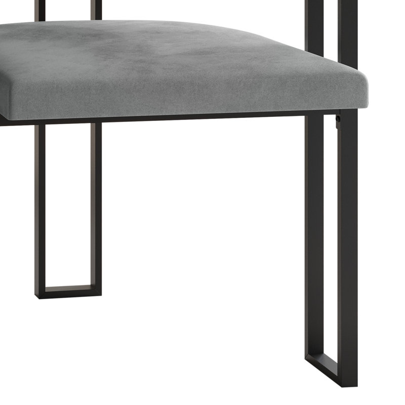 Chaise de salle à manger en métal noir, Gris clair