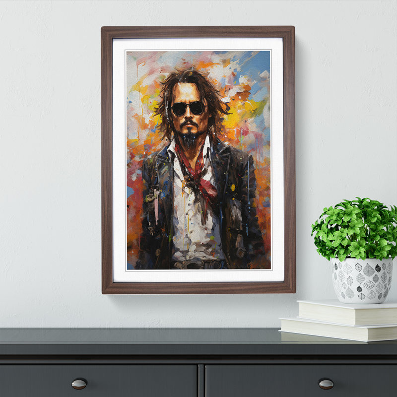 Johnny Depp Neo-Plasticism - Single Picture Frame Print on Wood, Walnut, 46cm H x 34cm W x 2cm D