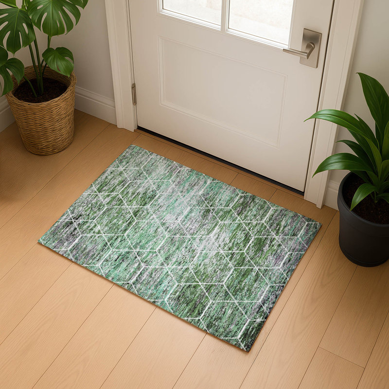 Tapis géométrique de qualité supérieure lavable à la machine AMF1724, Rectangle 1 pi 8 po x 2 pi 6 po
