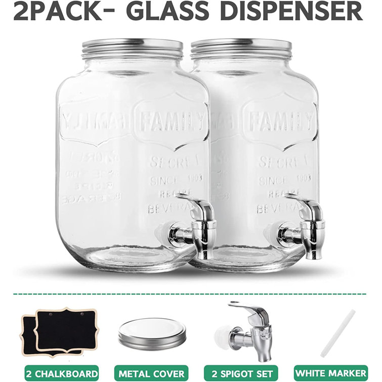 2 Gallon Beverage Serveware with Stainless Steel Spigot + Marker