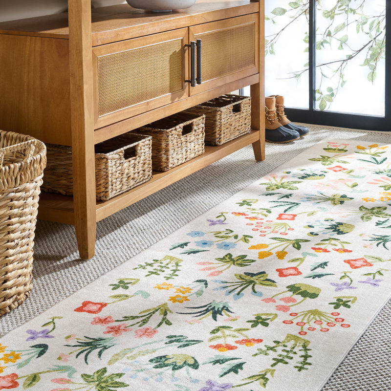 Tapis floral lavable à la machine MSRW 186 Performance, Tapis de couloir 2 pi 6 po x 8 pi