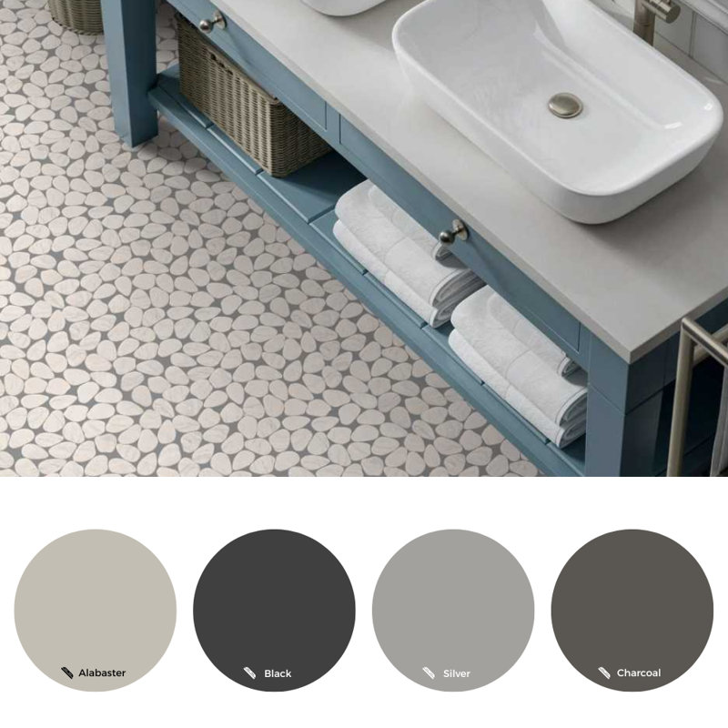 Recycled Cenote Pebble 13" x 13" Glass Wall & Floor Tile, Crema