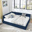 Lit de jour rembourré en velours avec rangement Mid-Century et dossier confortable avec accoudoirs pour la chambre à coucher et le salon-1816390664