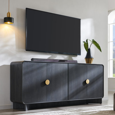 Abrianna Modern TV Stand for TVs Up to 80", 30" Tall Entertainment Centre with Storage and Adjustable Shelves, TV Console with Curved Profile Design