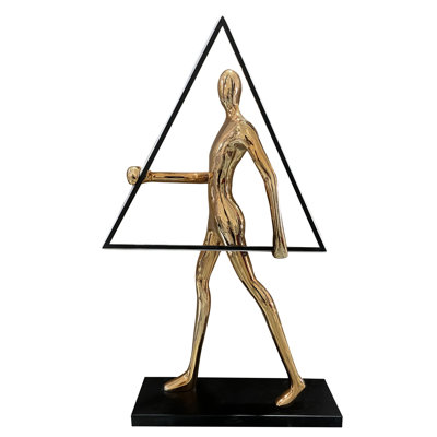 Small Gold Sculpture Holding Triange Light