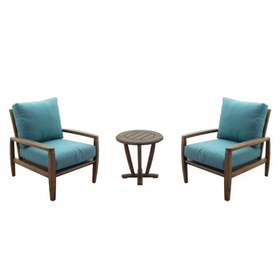 Ensemble de conversation en teck sunbrella 3 pièces avec coussins sunbrella courtyard casual Shivers