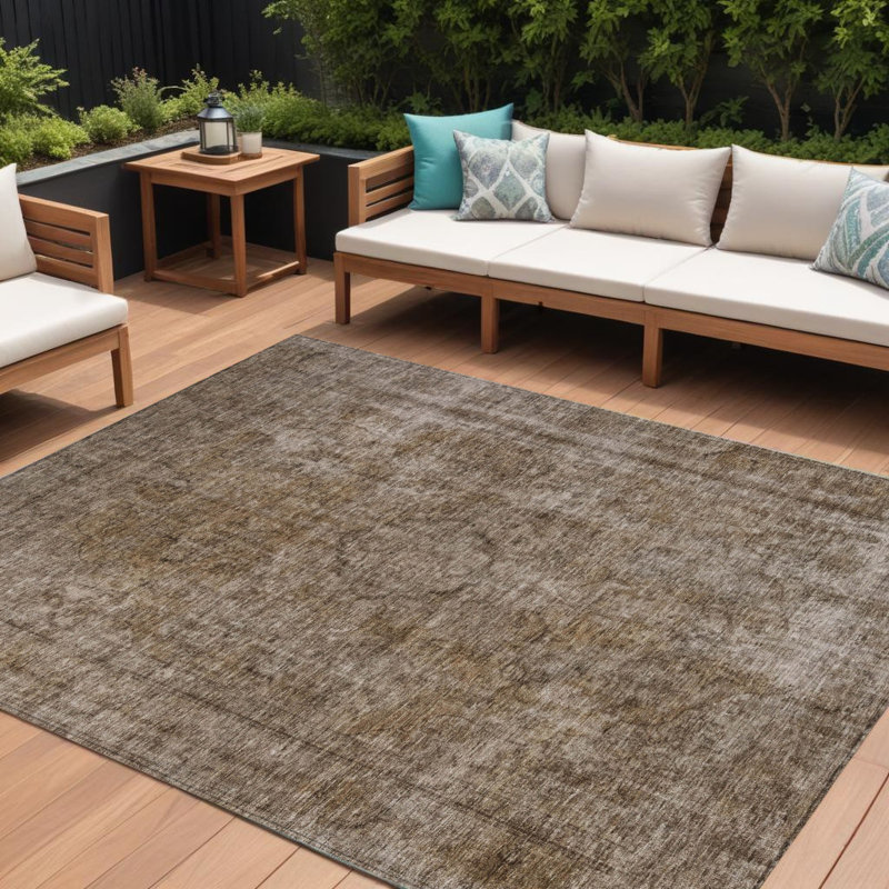 Tapis intérieur / extérieur 9 pi x 12 pi brun et beige lavable