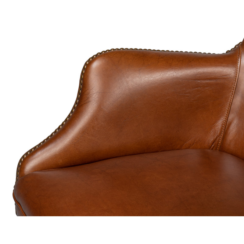 McKellen Leather Swivel Executive Chair, Vintage Cigar