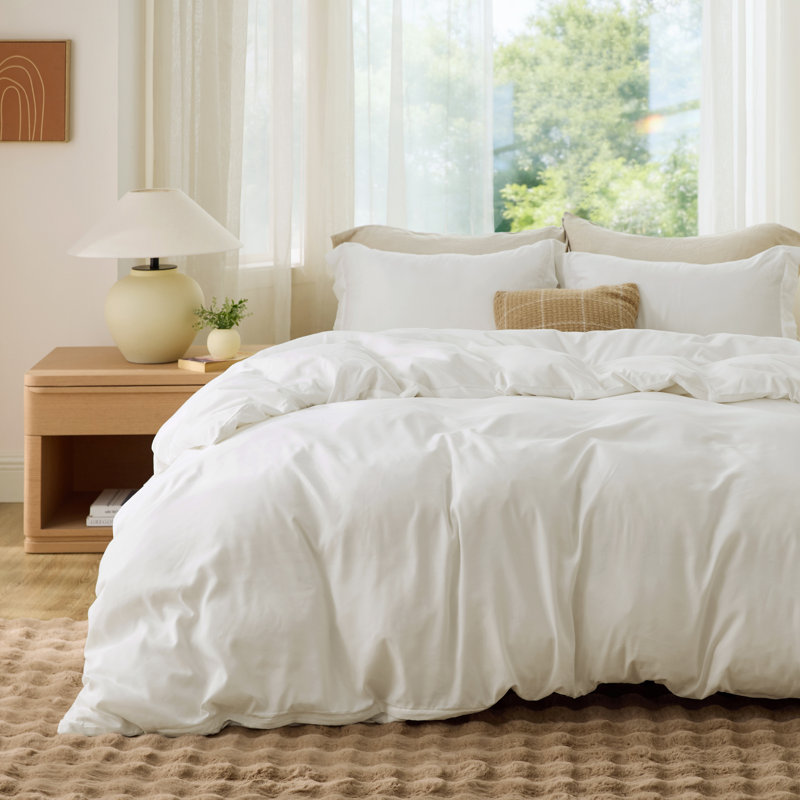 Bedsure Ivory Duvet Cover King Size - Soft Double Brushed Bedding Set for Kids & Adults（Set of 3）, Ivory