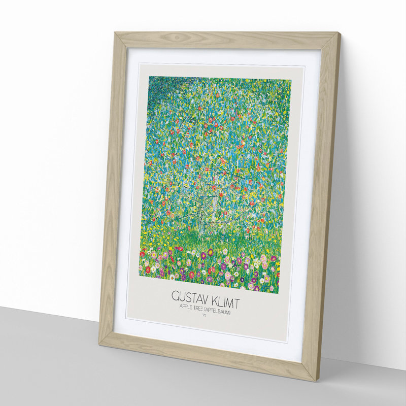 Apple Tree with Border by Gustav Klimt - Picture Frame Painting, 65cm H x 48cm W x 2cm D, Oak