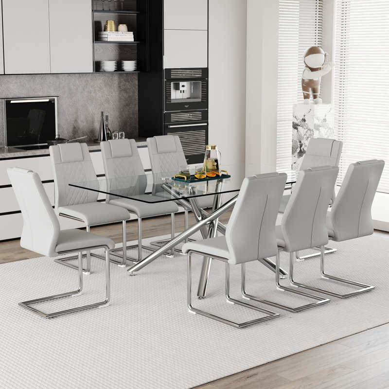 Ensemble de salle à manger élégant en métal et verre chic pour les rassemblements